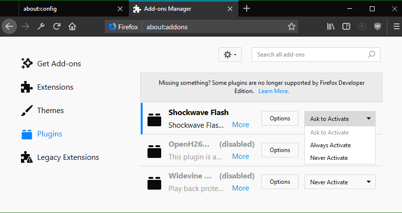 Ask to Activate Flash on Firefox