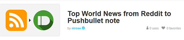 recipe for top world news from reddit to pushbullet note